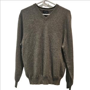 Allen Solly Pullover V-Neck 100% Cashmere Grey Long Sleeve Preppy Clasic Mens L